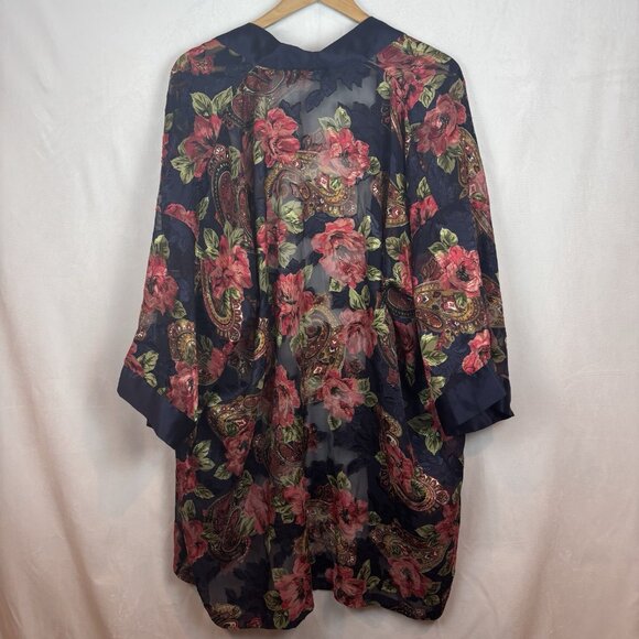 Gold Tag Victoria's Secret Women's Open Front Floral sheer rose‎ Kimono One Size - Picture 9 of 13
